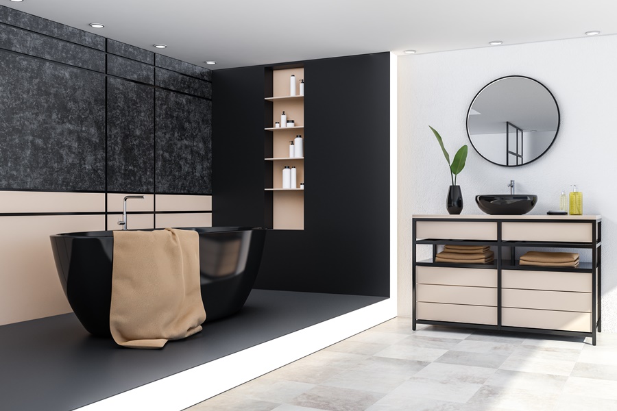 czarna łazienka