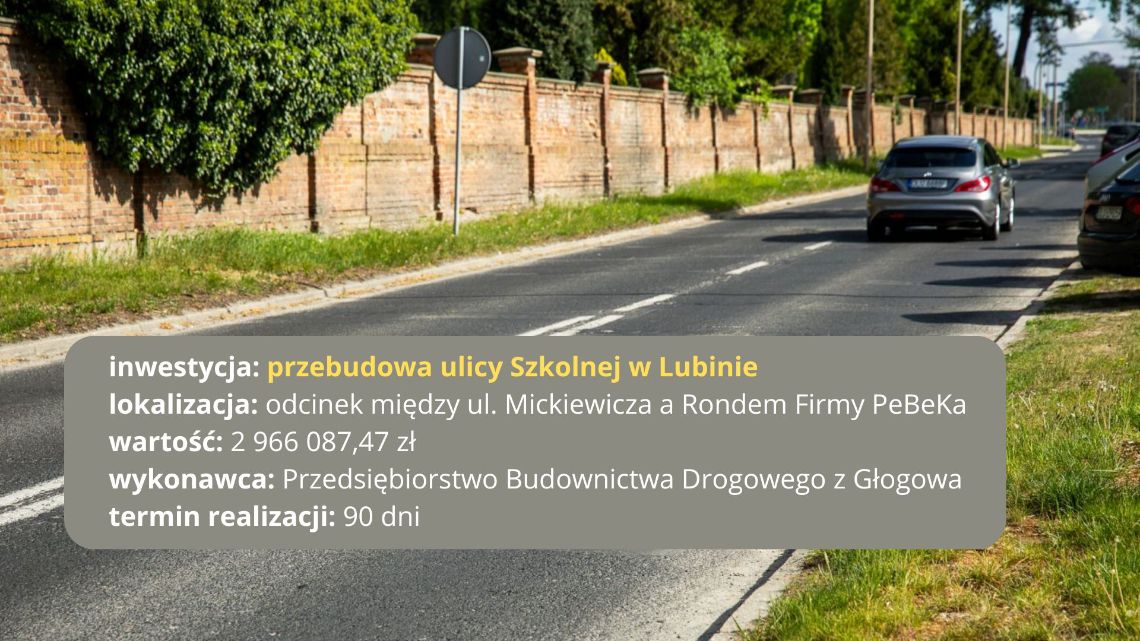 przebudowa ulicy Szkolnej w Lubinie